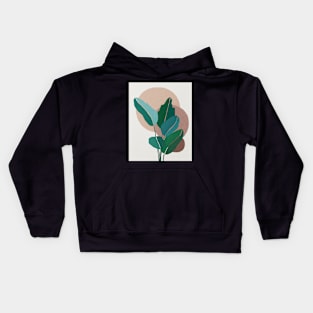 Tropical leaves, Botanical Mid century abstract art Kids Hoodie